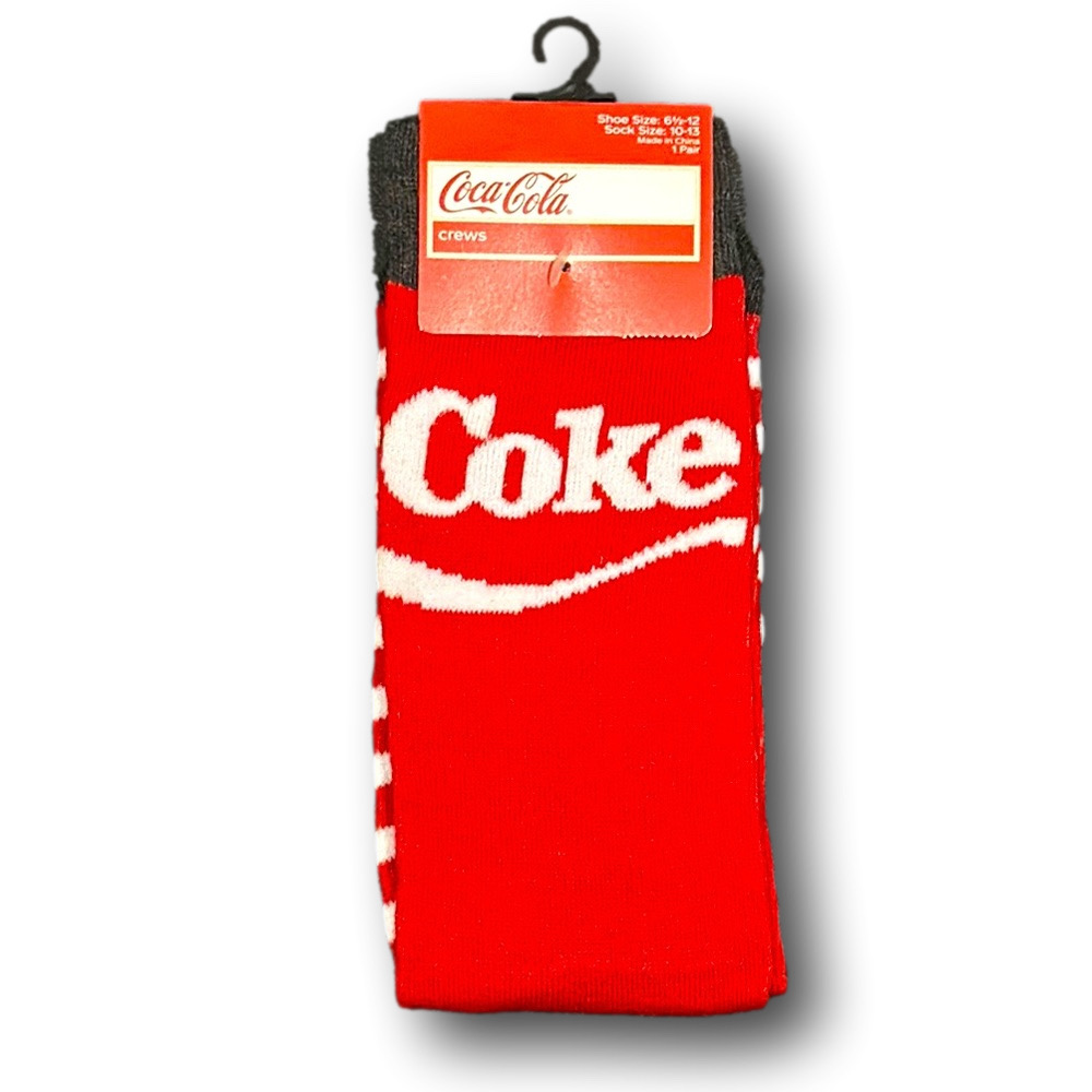 3/$20 Coca Cola Logo Retro Soda Funny Novelty Crew Socks - NWT